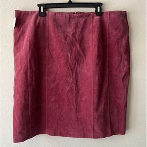 Vtg Lane Bryant Burgundy 100% Suede Leather Lined Midi Skirt 22 Y2K Grunge New